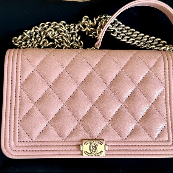 CHANEL Handbags - Chanel Boy, 2024 brand new, small light pink grained calfskin leather bag.